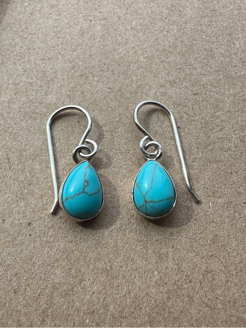 Sterling Silver Teardrop Turquoise Dangle Earrings